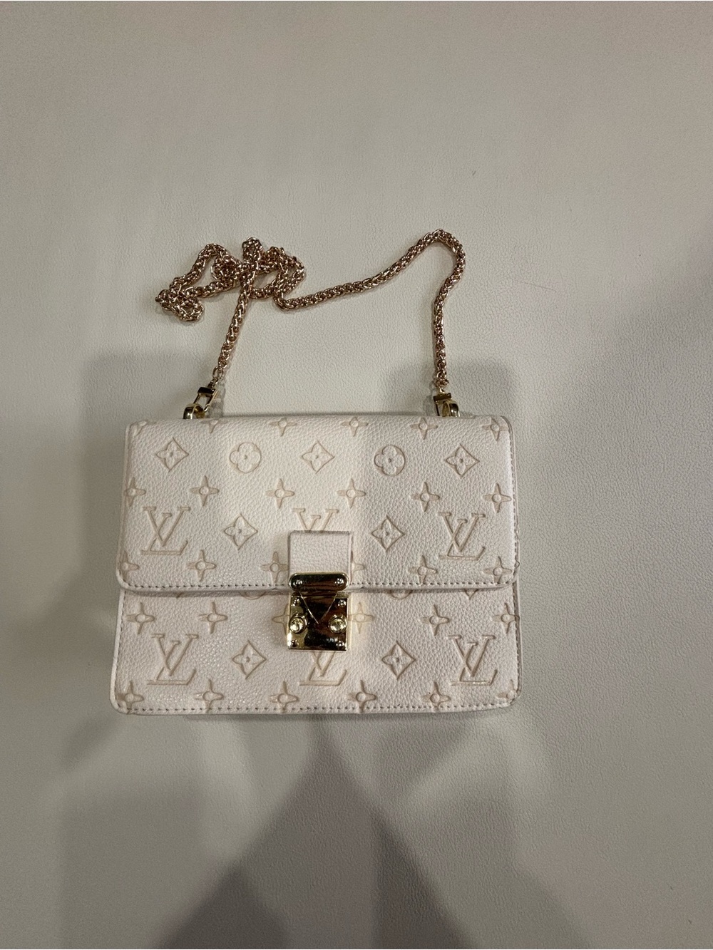 Cream Monogram Empreinte Chain Shoulder Bag